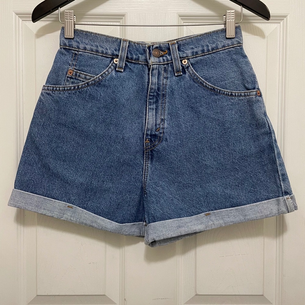 Vintage Levis 954 Denim Shorts Regular Fit‎ Cuffed 90s Orange Tab High Rise Sz 5
